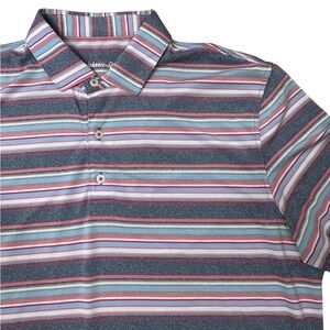 johnnie-O Men’s Multicolor Striped Performance‎ Golf Casual Polo L